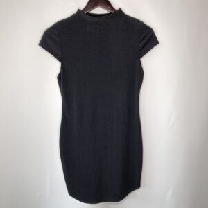 PrettyLittleThing Black Rib Cap Sleeve Bodycon Dress Size Large